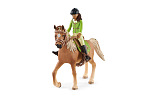 Schleich 42542 Schwarzhaarige Sarah mit beweglichen Gelenken auf dem Pferd
