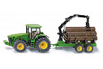 SIKU Farmer - Traktor John Deere mit Forstanhänger 1:50