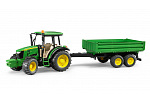 Bruder 2108 Farmer - Traktor John Deere se sklápěcím přívěsem