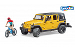 Bruder Freizeit - Jeep Wrangler Rubicon Unlimited mit Mountainbike und Radfahrer
