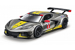 Bburago - RACE, 2020 Chevrolet Corvette C8.R, šedá metalíza, 1:24