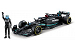 Bburago - RACE Formule F1 s figurkou jezdce, Mercedes-AMG W14 E Performance (2023) #63 Russell, 1:24