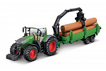 Bburago - FARMLAND, Fendt 1050 Vario s nakladačem a přívěsem na dřevo, 10 cm