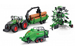 Bburago - FARMLAND, Set FENDT 1050 VARIO se třemi přívěsy, 10 cm
