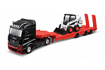 Bburago - Haulers construction, Kamion M-B Actros Gigaspace s Bobcat nakladačem, 1:43