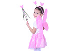 Rappa Schmetterlingsflügel rosa mit Stirnband und Zauberstab