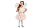 Rappa Kinderkostüm Tutu Rock rosa Blumenfee mit Zauberstab und Flügeln
