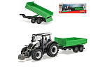 Bburago Farm 10cm Traktor mit Anhänger - Valtra N174 - Kippanhänger