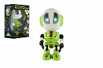 Teddies Roboter ECHO wiederholt Sätze metallisch 12cm grün batteriebetrieben mit Ton, Licht in Schachtel 10,5x15x5,5cm
