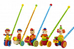 Teddies Schiebespiel Clown, 60 cm Holz mit Stange, bunte Mischung im Beutel, ab 12 Monaten