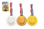 Teddies Medaille mit Schnur 3 Stück Kunststoff Durchmesser 6cm auf Karte