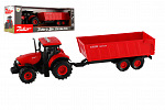 Teddies Traktor Zetor mit Anhänger aus Kunststoff 36cm mit Schwungrad auf Batterie. mit Licht und Ton in einer Box 39x13x13cm