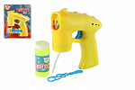 Teddies Seifenblasenpistole gelb Kunststoff 13cm + 1 Nachfüllung batteriebetrieben auf Karte