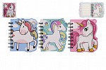 Teddies Notizbuch/Block Einhorn Ringbuch 11x12,5cm 3 Arten im Beutel