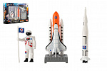 Teddies Set Weltraum 6-tlg. Metall/Kunststoff Astronaut, Space Shuttle mit Zubehör in Schachtel 25x17x4,5cm