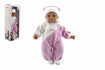 Hamiro Panenka/Baby 50cm, Stoffkörper Overall rosa-weiß in Schachtel 24x60x15cm