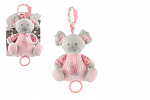 Teddies Koalabär Rassel Plüsch 19cm Aufhänger für das Bett./Kutsche. nat. Spieluhr rosa auf Karte im Beutel 0+