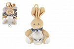 Teddies Hase Plüsch 18cm Anhänger für Bettchen/Kinderwagen nat. Spieluhr beige auf Karte im Beutel 0+