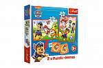 Trefl Puzzle 2in1 + Memo-Spiel Hundeteam Paw Patrol 27,5x20,5cm in Schachtel 28x28x6cm