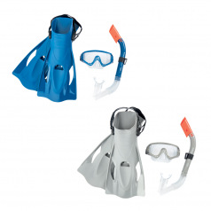Bestway Šnorchlovací set - ploutve, brýle, šnorchl (šedý/modrý)