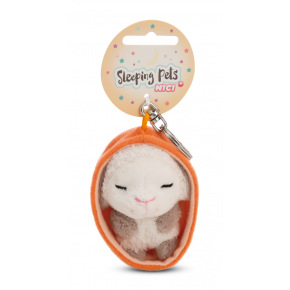 NICI klíčenka spící Jehňátko 12 cm, oranžový košík, GREEN