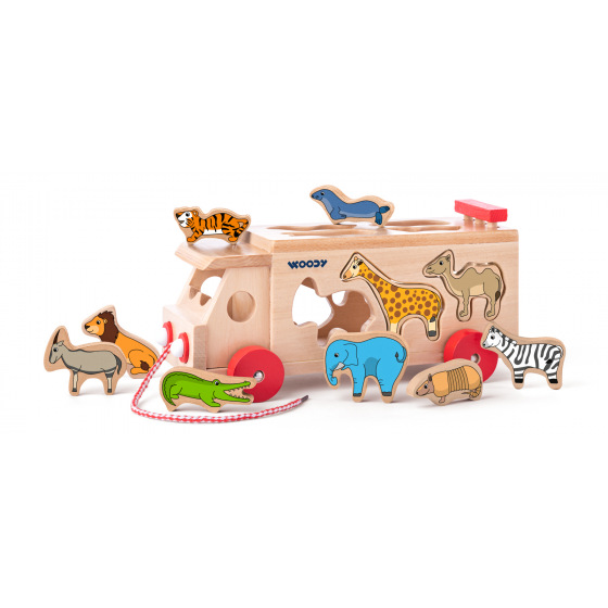 Woody Kamión s vkladačkami tvary zvieratká - Ideme v tom spolu