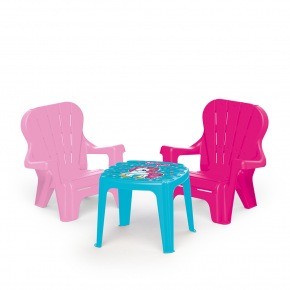 Dolu Dětský zahradní set stůl a 2 židle, jednorožec