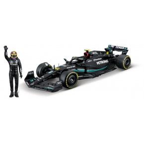 Bburago - RACE Formule F1 s figurkou jezdce, Mercedes-AMG W14 E Performance (2023) #44 Hamilton,1:24