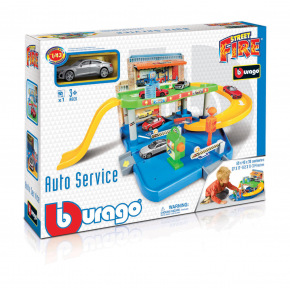 Bburago - STREET FIRE, Garáž s autoservisem + autíčko, 1:43