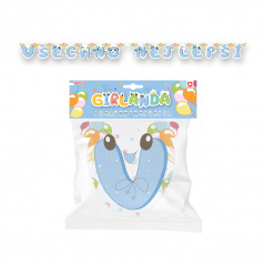 Rappa Papírová girlanda Všechno nejlepší - modrá