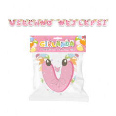 Rappa Papírová girlanda Všechno nejlepší - růžová