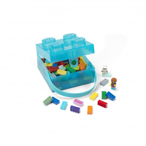Smartlife LEGO box s rukojetí - průsvitná modrá