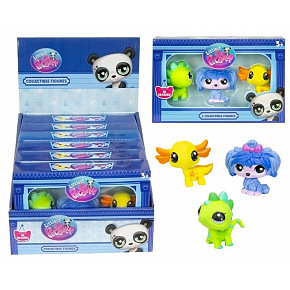 Figurka 3ks Littlest Pet Shop gumovací v krabičce 6ks v boxu Figurka 3ks Littlest Pet Shop gumovací v krabičce 6ks v boxu
