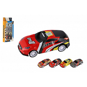 Teddies Auto závodní 4ks mini na volný chod mix barev v krabičce Teddies Auto závodní 4ks mini na volný chod mix barev v krabičce