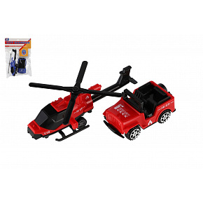 Teddies Sada auto + vrtulník záchranných složek 2 barvy v sáčku Teddies Sada auto + vrtulník záchranných složek 2 barvy v sáčku