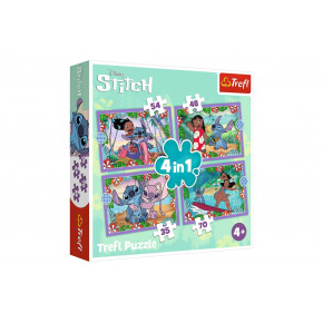 Trefl Puzzle 4v1 Bláznivý den Lilo&Stitch v krabici 28x28x6cm