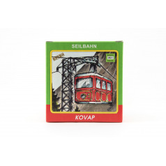 Kovap Lanovka červená na klíček kov 10x7,5cm v krabičce - červená