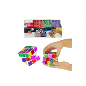 Teddies Cube składane puzzle plastikowe brokatowe 6,5x6,5cm w torbie