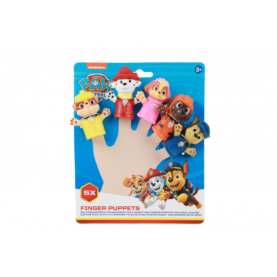 Teddies Fingerpuppen 5er Set Paw Patrol Gummi 6cm auf Karte 16,5x20cm