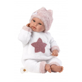 Rappa Llorens 63648 NEW BORN-realistická bábika bábätko so zvukmi a mäkkým látkovým telom-36 cm