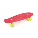 Teddies Skateboard - Pennyboard 43cm, Tragfähigkeit 60kg, Metallachsen, rot, grüne Räder