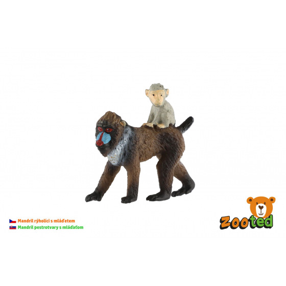 ZOOted Mandril rýholící samice s mládětem zooted opice plast 6cm 