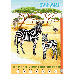 Akim Malbuch Von Punkt zu Punkt + Graphitstift mit Radiergummi - Safari