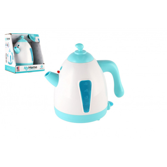 Teddies Dampfende Kanne aus Kunststoff 15x17cm mit Licht in Schachtel 18x20x14cm, batteriebetrieben