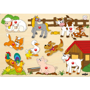 Woody Puzzle planszowe - zwierzęta na farmie
