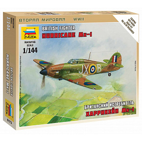 Zvezda Wargames (WWII) Samolot 6173 - Brytyjski myśliwiec "Hurricane Mk-1" (1:144)