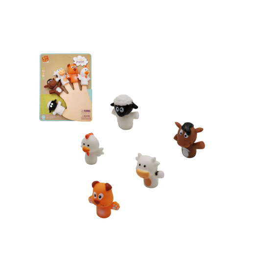 Teddies Finger Puppet pet farm guma 5cm na karcie 16x20,5cm