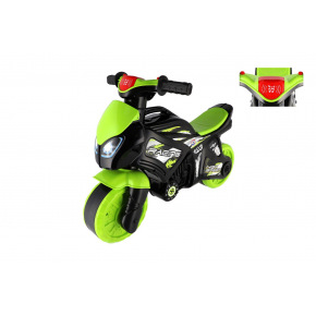 Teddies Odrážedlo motorka zeleno-černá plast na baterie se světlem se zvukem v sáčku 36x53x74cm