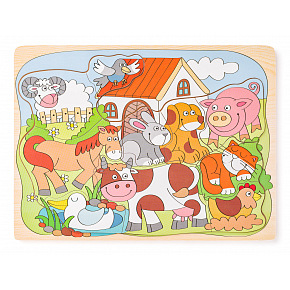 Woody Puzzle na desce "Domácí veselá zvířátka"