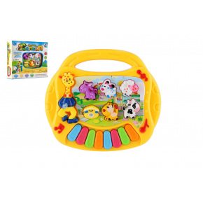 Teddies Pianko zvieratká plast 17cm Ang. hovoriaci na batérie so zvukom, svetlom v krabičke 19x16,5x5cm